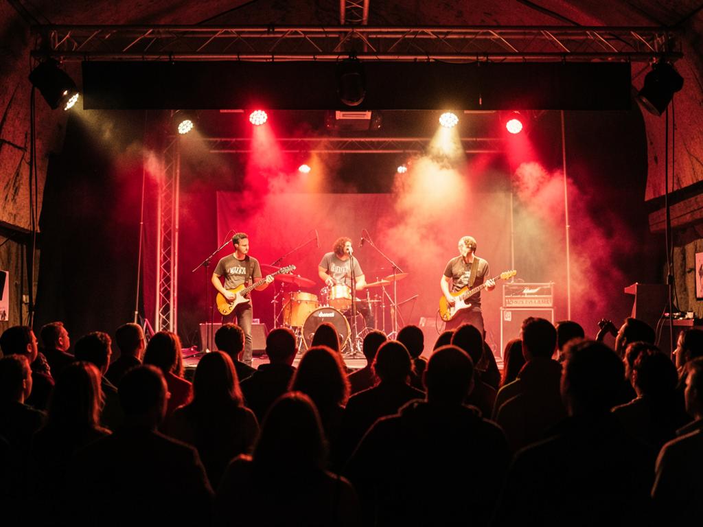 Illustrative image: a band on stage